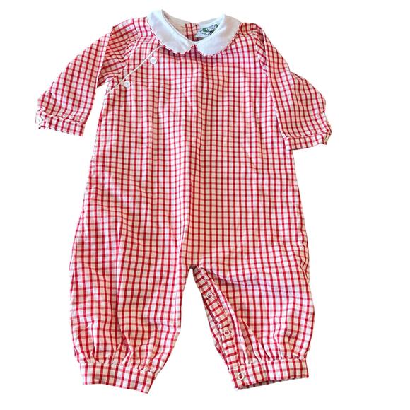 Cecil Lou Red Plaid Coverall - 12 Months - Excellent! - Picture 1 of 7